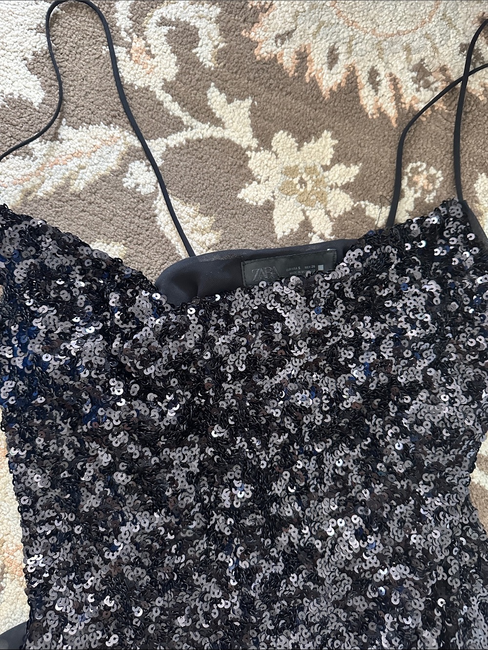 Sequin Spaghetti Strap Black Party Dress - Picture 2 of 3